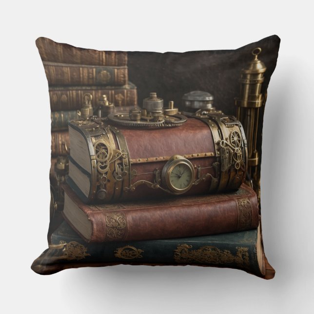 Steampunk Vintage Bokar Kudde (Framsida)