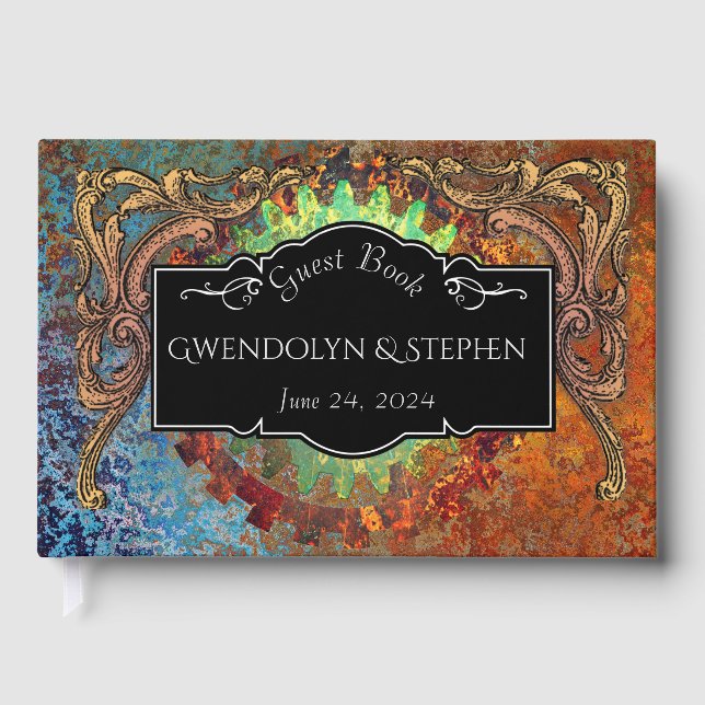 Steampunk Vintage bröllop Personlig Gästböcker (Framsida)