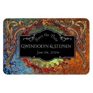 Steampunk Vintage bröllop "Save the Date" Magnet