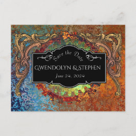 Steampunk Vintage bröllop "Save the Date" Vykort