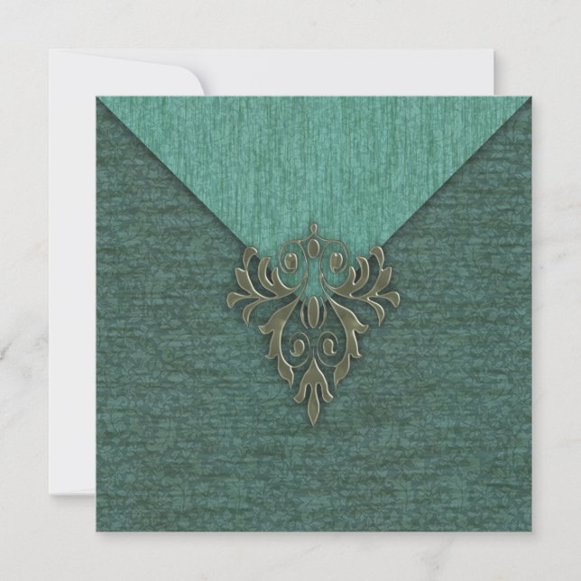 Steampunk Vintage Damask och Blommigt Inbjudningar (Framsida)