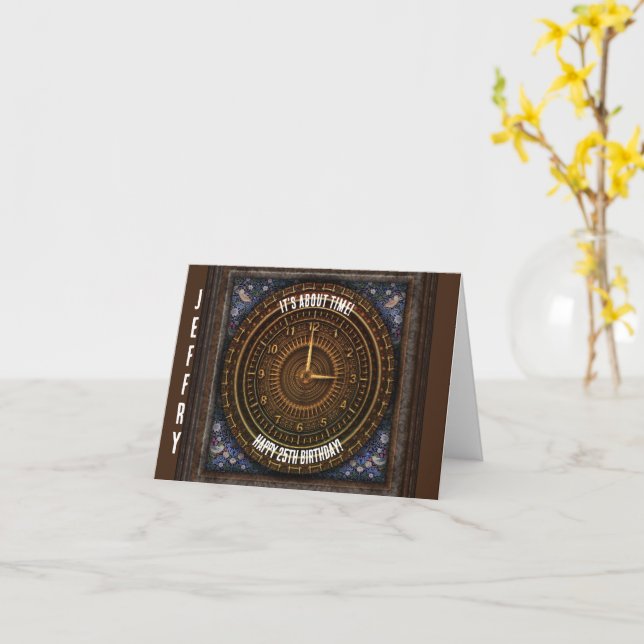 Steampunk Vintage Gamla fasionerade kopparskåp Kort (Gul blomma)