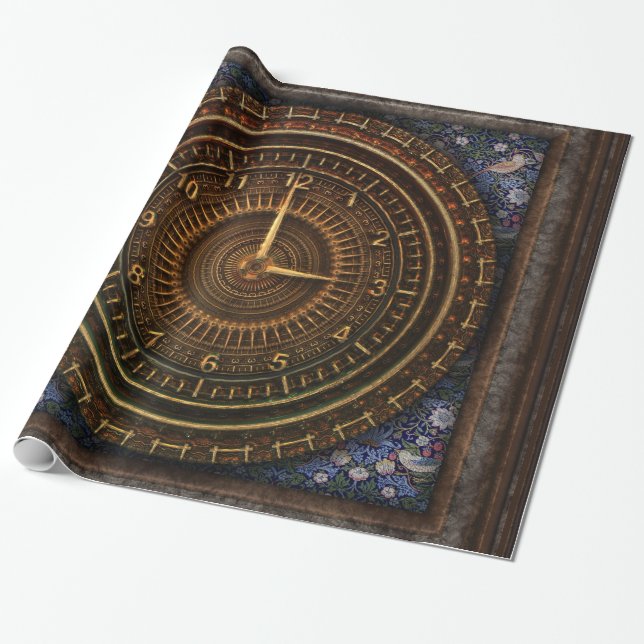 Steampunk Vintage Gamla fasionerade kopparskåp Presentpapper (Utrullad)