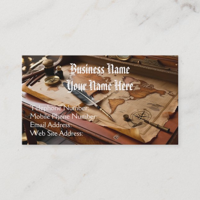 Steampunk Vintage Gamla världskartor tema Visitkort (Framsida)