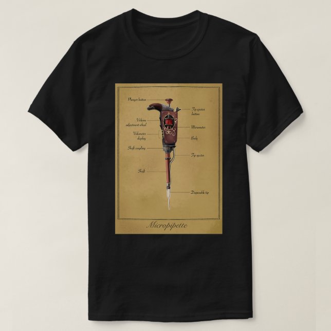Steampunk Vintage Pipette Diagram T Shirt (Design framsida)