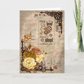Steampunk Vintage Stil Valentine Card - tomt Kort