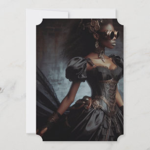 Steampunk Vintage Victorian Dam Black Raven Inbjudningar