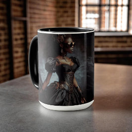 Steampunk Vintage Victorian Dam Black Raven Mugg