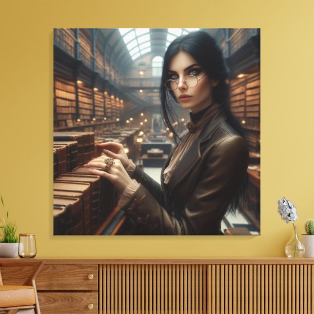 Steampunk Vintage Victorian Dam Canvastryck (Insitu (Vardagsrum))