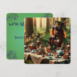 Steampunk Vintage Victorian Dam Mad Hatter Inbjudningar
