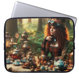 Steampunk Vintage Victorian Dam Mad Hatter Laptop Fodral