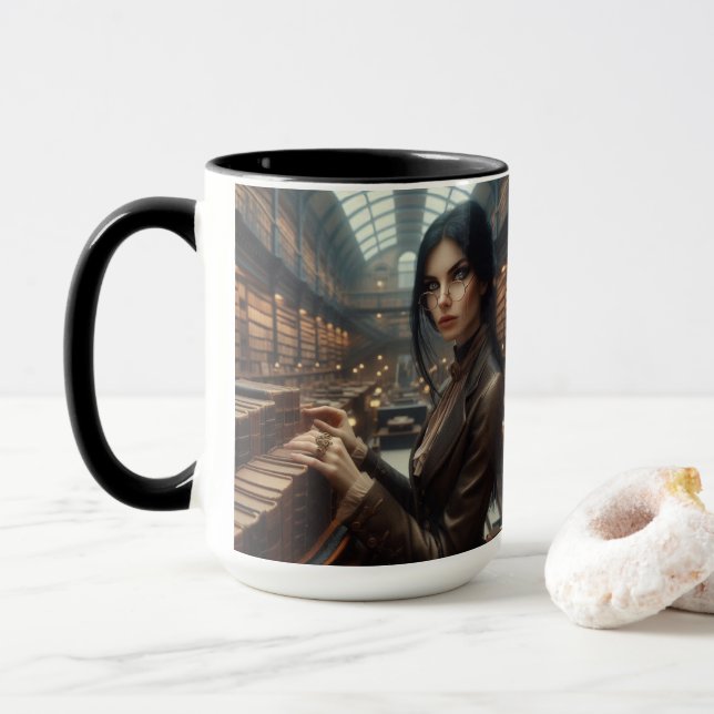 Steampunk Vintage Victorian Dam Mugg (Med munk)