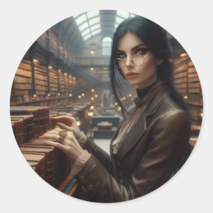 Steampunk Vintage Victorian Dam Runt Klistermärke