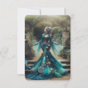 Steampunk Vintage Victorian Dam Teal Sjöjungfru