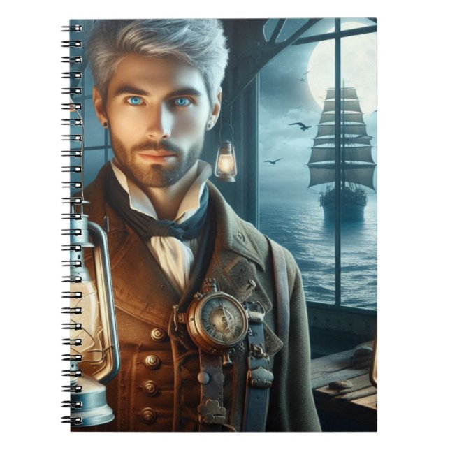Steampunk Vintage Victorian Lighthouse Keeper Anteckningsbok (Framsidan)