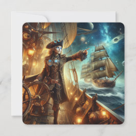 Steampunk Vintage Victorian Ocean Space Pirat Inbjudningar