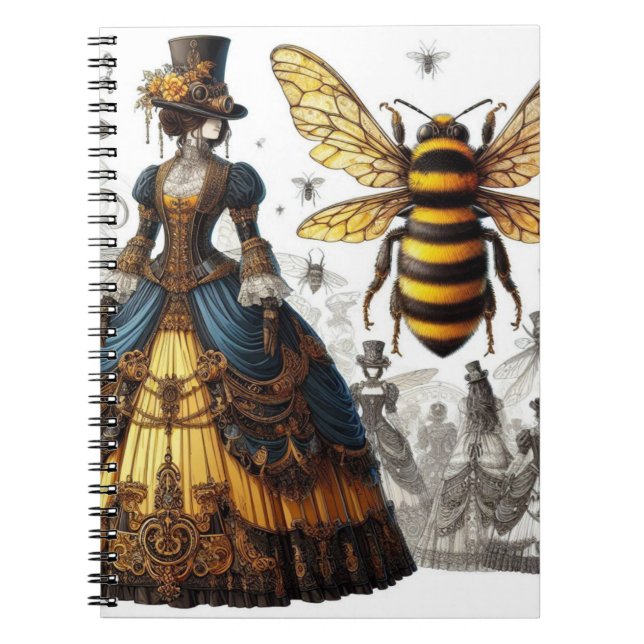 Steampunk Vintage Victorian Queen Bee Gown Anteckningsbok (Framsidan)