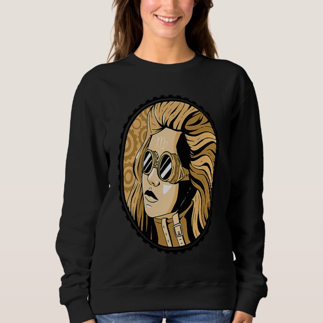 Steampunk vintage woman face t shirt (Framsida)