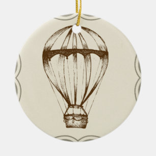 Steampunk vintageluftballong julgransprydnad keramik