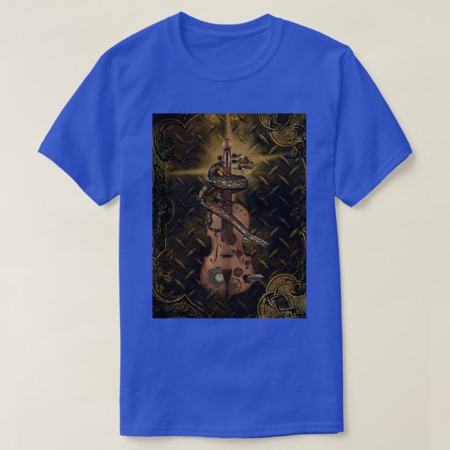 Steampunk violin med steampunk chinese Dron och T Shirt (Design framsida)