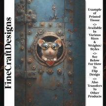 Steampunk Vit mus & rött hjärta BQ1 Decoupage