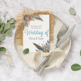 Steampunk, vita blommor och fjädrar Bröllop Inbjudningar