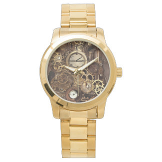 Steampunk Watch Gears Guld Manar Art Watch Armbandsur