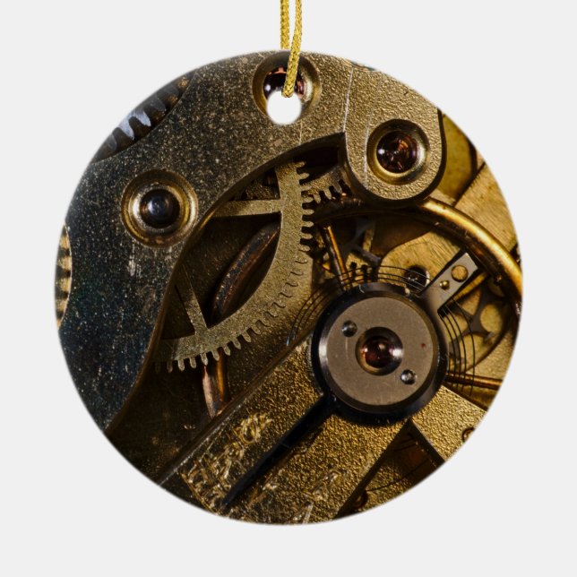Steampunk Watch Mechanism Julgransprydnad Keramik (Framsidan)