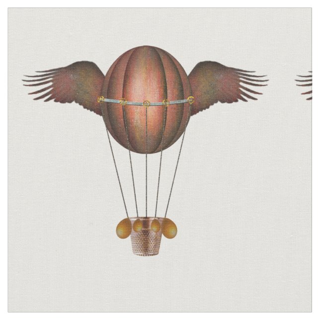 Steampunk Winged Balloon Fabric Tyg (Närbild)