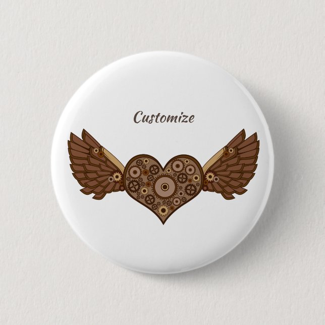 Steampunk Winged Heart med Gears Thunder_Cove Knapp (Framsida)