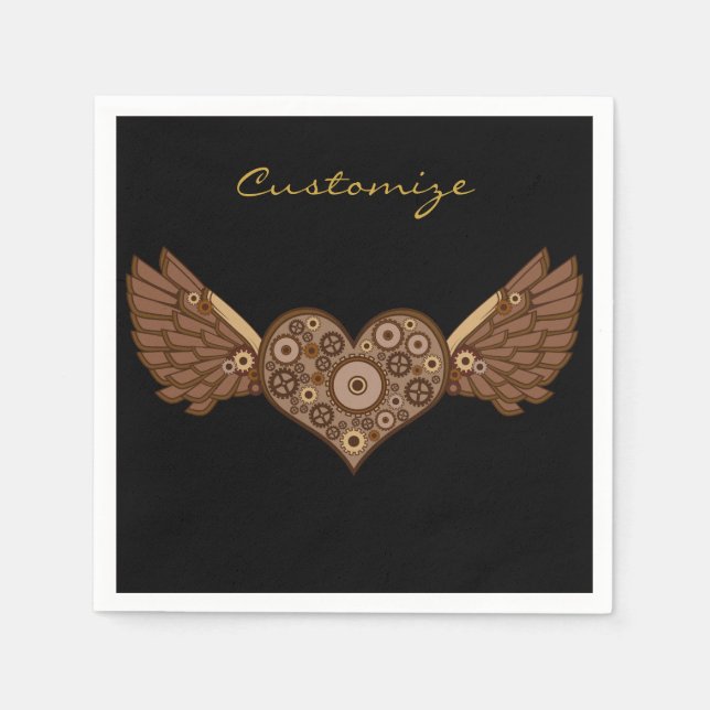 Steampunk Winged Heart med Gears Thunder_Cove Pappersservett (Framsidan)