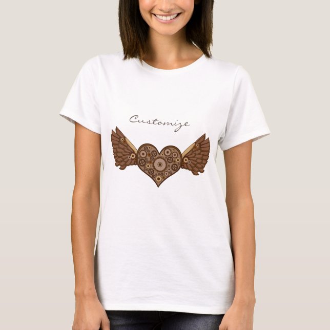 Steampunk Winged Heart med Gears Thunder_Cove T Shirt (Framsida)