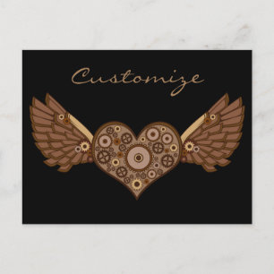 Steampunk Winged Heart med Gears Thunder_Cove Vykort