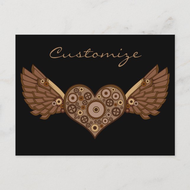 Steampunk Winged Heart med Gears Thunder_Cove Vykort (Framsida)
