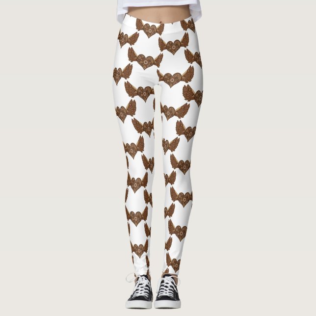 Steampunk Winged Heart med växlar Thunder_Cove Leggings (Framsida)