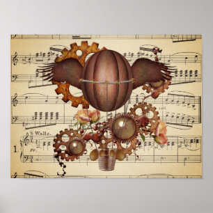 Steampunk Winged Luftballong Poster