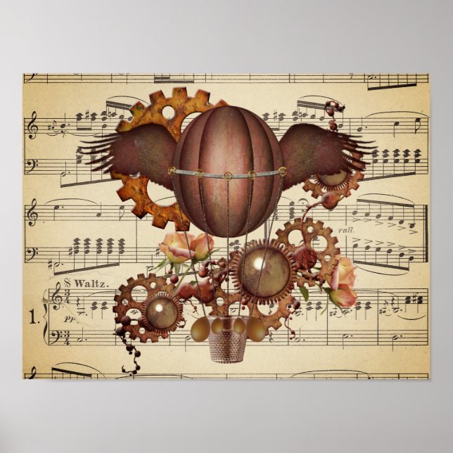 Steampunk Winged Luftballong Poster (Framsidan)