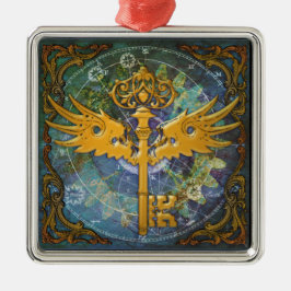 Steampunk Winged Nyckel Julgransprydnad Metall