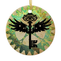 Steampunk Winged Nyckel och Cog Wheel