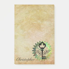 Steampunk Winged Nyckel och Cog Wheel Post-it Note