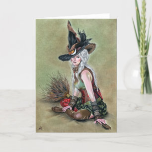 Steampunk Witch-hälsningskort Kort