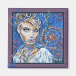 Steampunk Woman Fantasy Victorian Porträtt Magnet