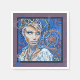 Steampunk Woman Fantasy Victorian Porträtt Pappersservett