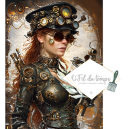 Steampunk Woman Mechanical Inslag Decoupage