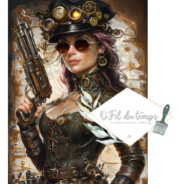 Steampunk Woman Mechanical Inslag Decoupage