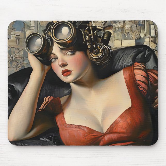 Steampunk Woman Mouse Pad Musmatta (Framsidan)
