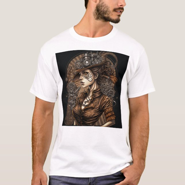 Steampunk Woman T Shirt (Framsida)