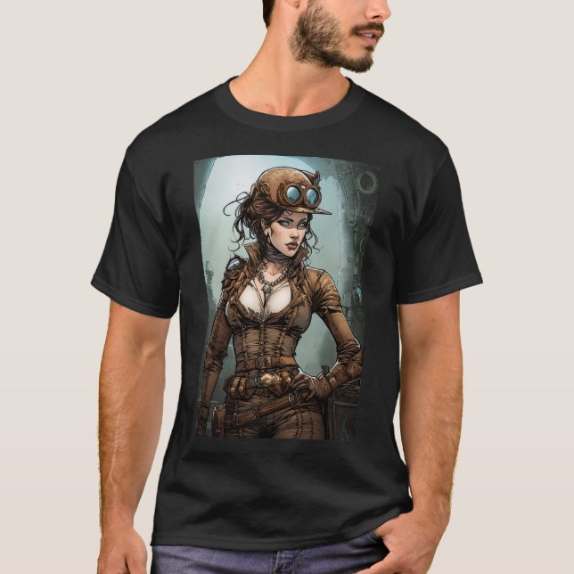 Steampunk Woman T Shirt (Framsida)