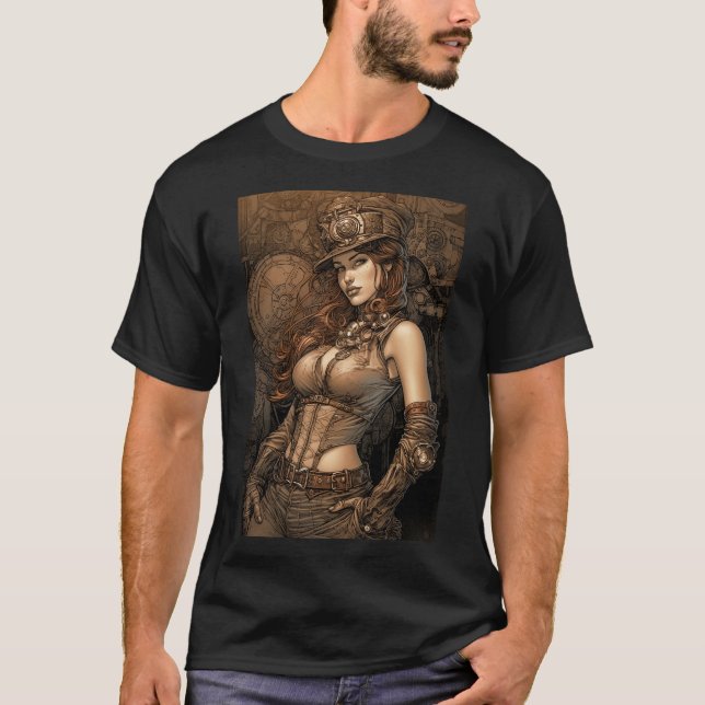 Steampunk Woman T Shirt (Framsida)