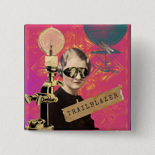 Steampunk Woman Trailblazer Pop Art Knapp